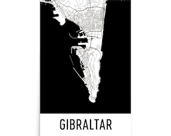 Impresión artística del mapa de calles de Gibraltar: decoración moderna para el hogar