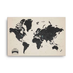 Regalo personalizado del mapa del mundo, personalizar mapa de regalo, arte mural del mapa del mundo, mapa de viaje con pin personalizado, mapa de viaje personalizado, mapa personal
