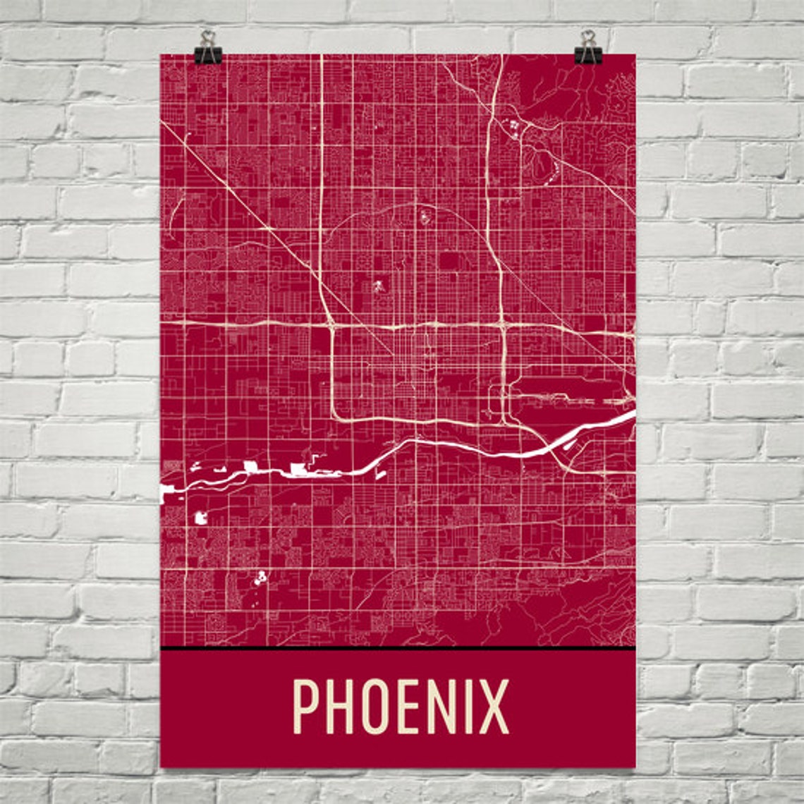 Phoenix Map Phoenix Art Phoenix Print Phoenix AZ Art Etsy