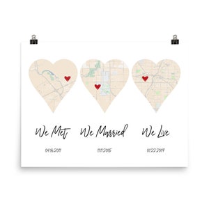 We Met, We Married, We Live, Family Dates, What A Difference A Day Makes, Best Days of Our Lives, Triptych, Where We Met Map, Date Sign image 3