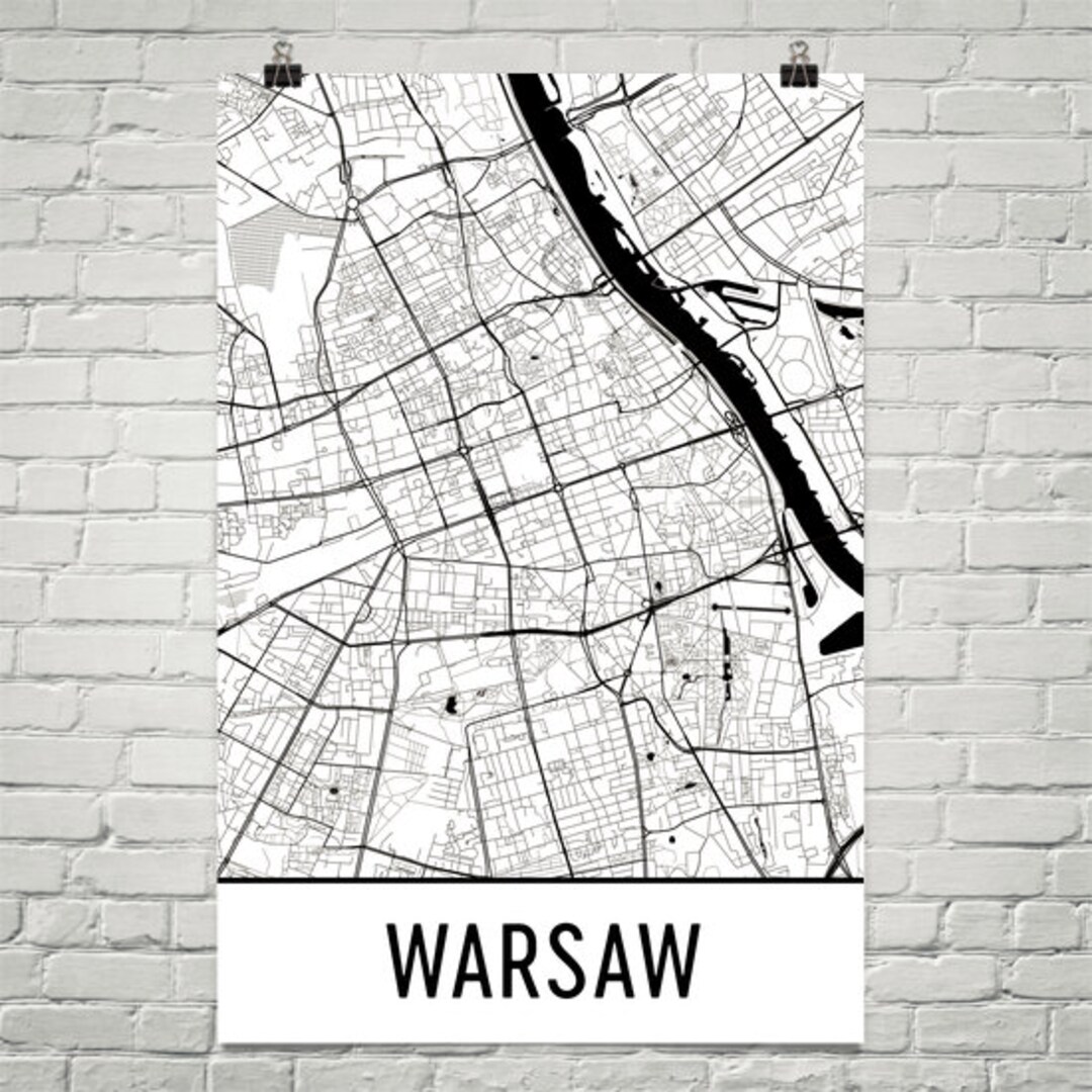Warsaw Map, Warsaw Art, Warsaw Print, Warsaw Poland Poster, Warsaw Wall ...