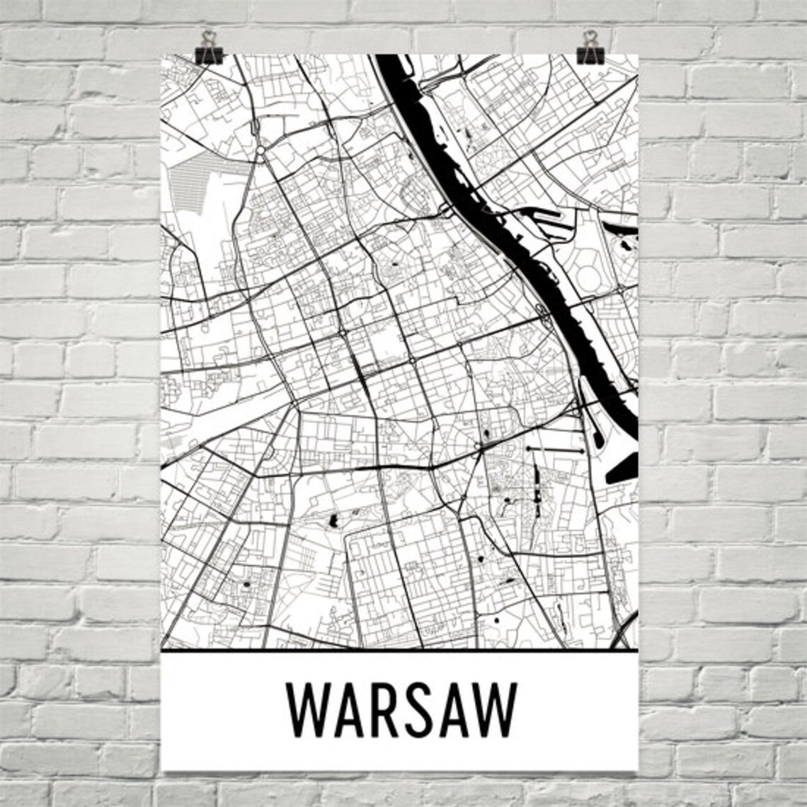 Warsaw Map Warsaw Art Warsaw Print Warsaw Poland Poster - Etsy