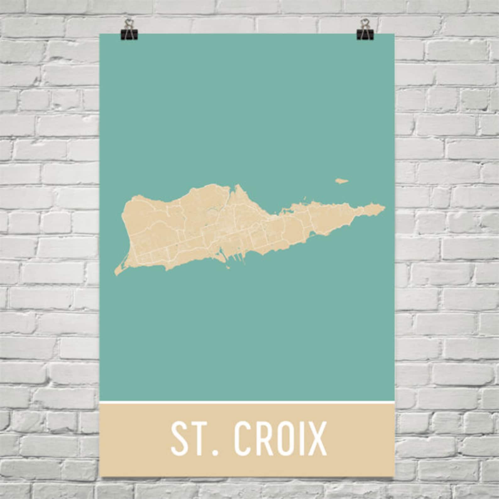 St. Croix Map St. Croix Art St. Croix Print St. Croix Etsy