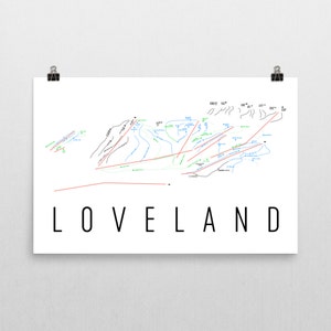 Loveland Ski mapa arte paso de Loveland Colorado, mapa de pistas de Loveland, Loveland Ski Resort impresión, arte de esquí, esquí regalos, carteles, decoración de esquí de esquí