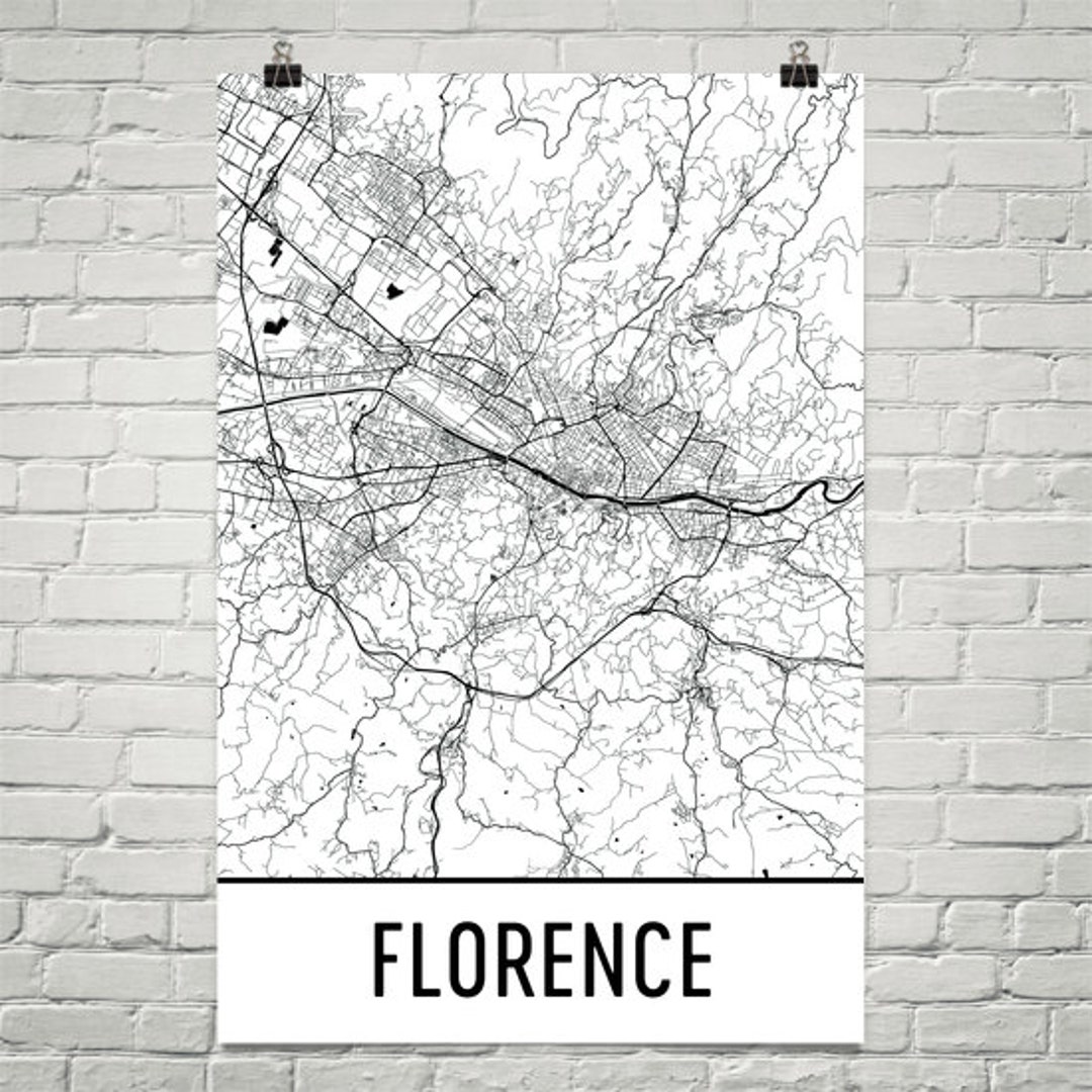Florence Italy Map, Florence Poster, Florence Wall Art, Florence Map ...