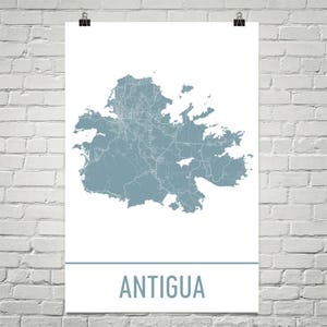 Antigua Map, Antigua Art, Antigua Print, Antigua Poster, Antigua Wall Art, Antigua Gifts, Map of Antigua, Antigua Resorts, Antigua Wedding image 1