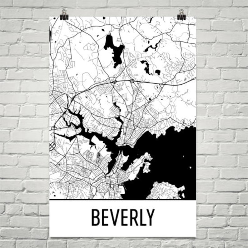 Beverly MA Map Beverly Massachusetts Art Beverly Print - Etsy