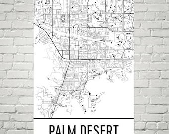 Palm Desert CA Map Art Print: Modern City Street Poster
