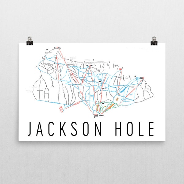 Jackson Hole Map, Jackson Hole Wyoming, Jackson Hole Poster, Jackson Hole Wall Art, Wyoming Decor, Art, Ski Map, Ski Art, Ski Print, Gifts