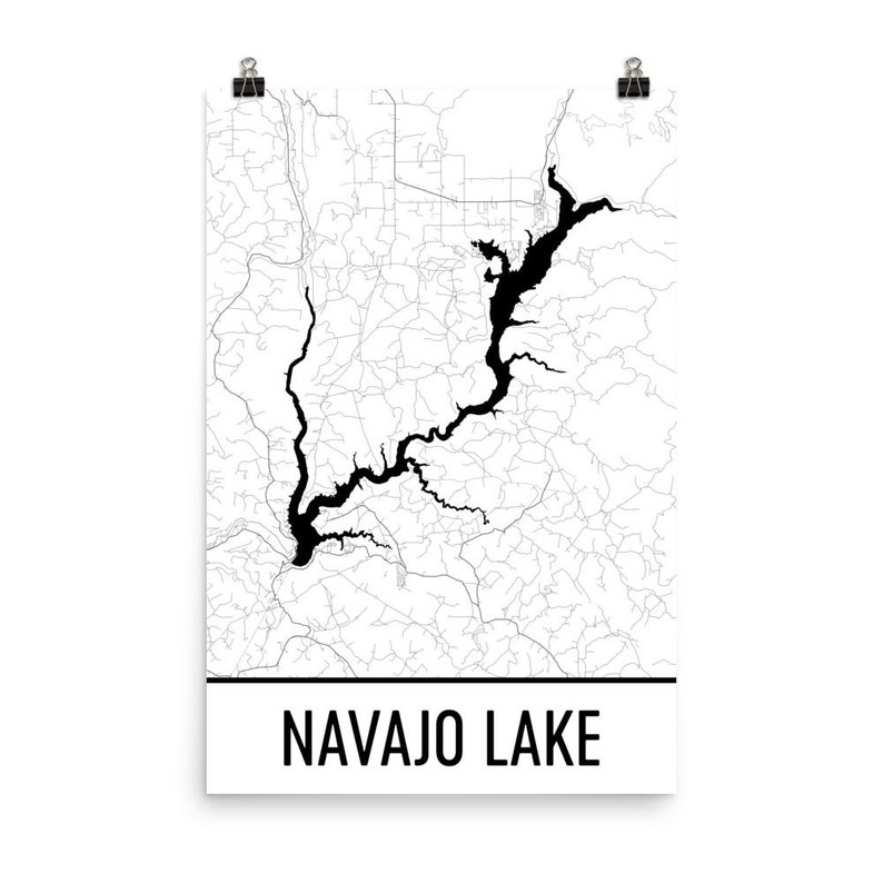 Navajo Lake New Mexico Map Art, Lake Cottage Decor - Etsy