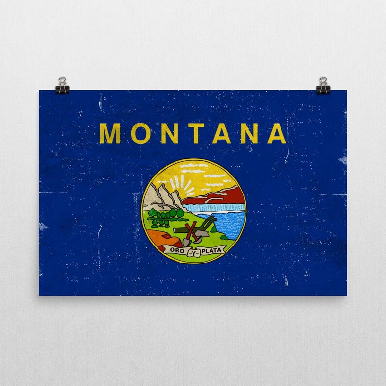 Montana Flag Montana Flag Art Montana State Montana Flag Etsy