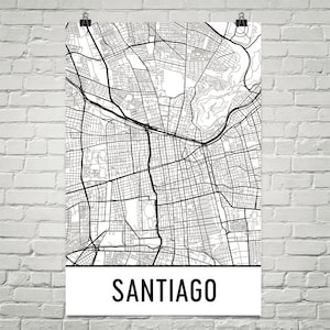 Santiago-Karte, Santiago Kunst, Santiago, drucken, Santiago Chile Poster, Santiago Wandkunst, Santiago Geschenk, Santiago Dekor, Santiago Karte drucken