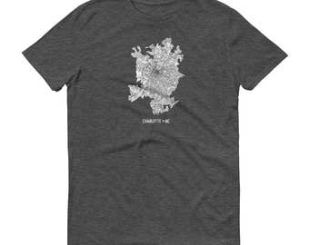 Charlotte NC Map T-Shirt: USA Made City Street Art Tee