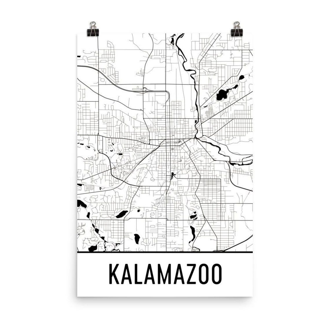 Kalamazoo Map Kalamazoo Art Kalamazoo Print Kalamazoo MI - Etsy