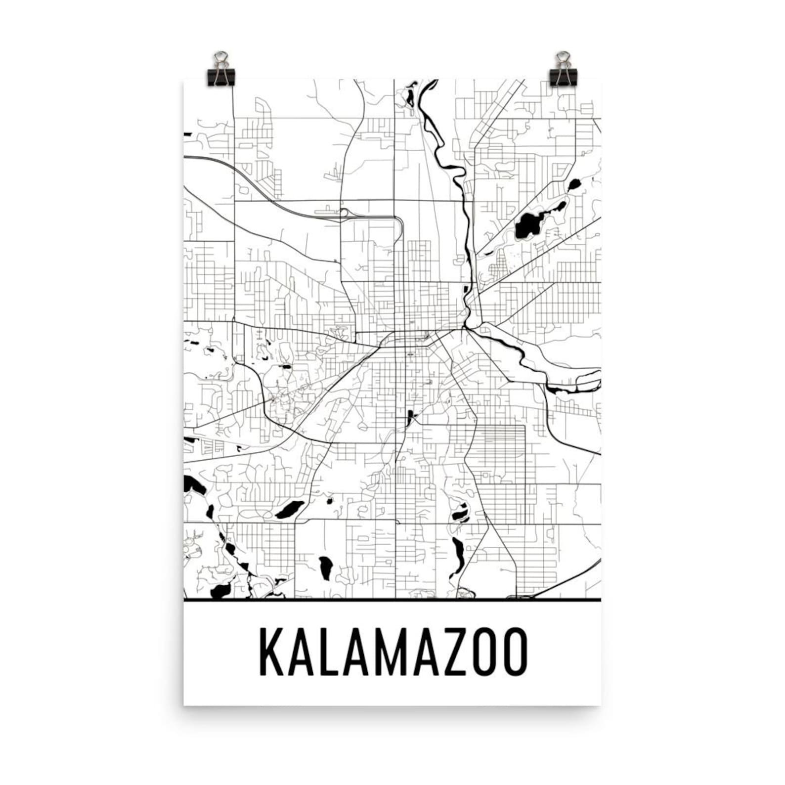 Kalamazoo Map Kalamazoo Art Kalamazoo Print Kalamazoo MI Etsy