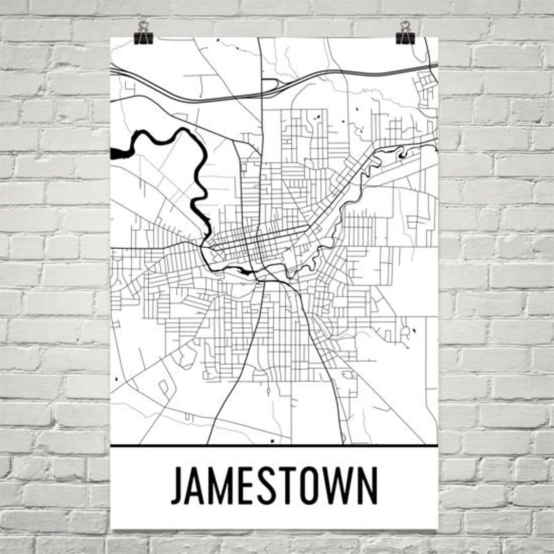 Jamestown NY Map Jamestown Art Jamestown Print Jamestown NY Etsy
