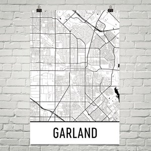 Garland TX Map, Garland Art, Garland Print, Garland Texas Art Poster, Garland Wall Art, Garland Gift, Garland Decor, Garland Map Art, Modern