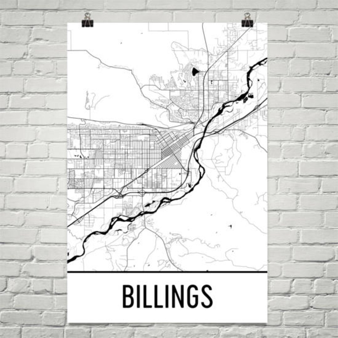 Billings Map, Billings Art, Billings Print, Billings MT Poster ...