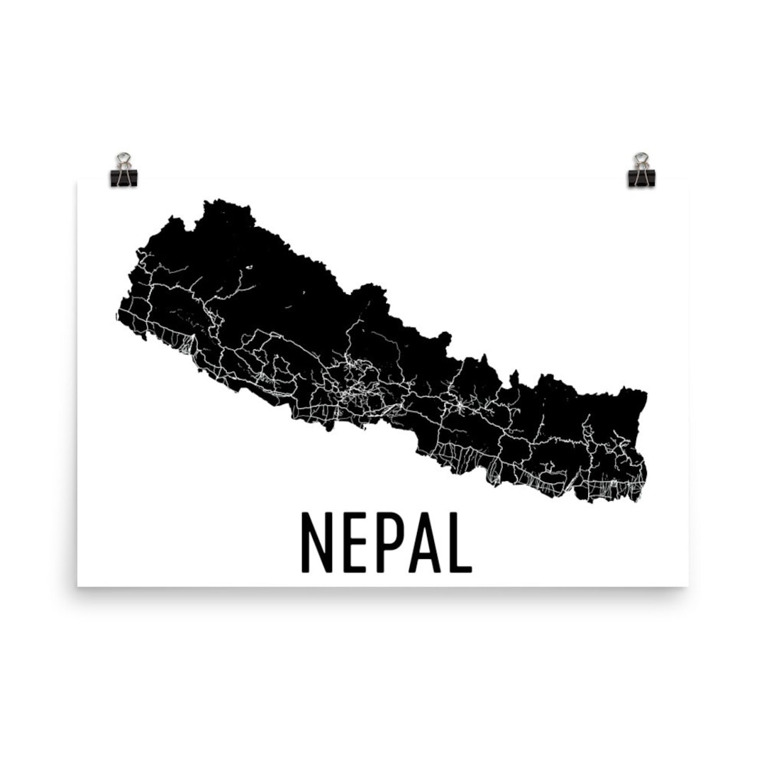 Nepal Art, Map of Nepal, Nepal Map, Nepali Poster, Nepal Wall Art ...
