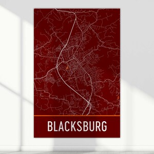 Blacksburg Map, Blacksburg VA Art, Blacksburg Print, Blacksburg VA Poster, Blacksburg Wall Art, Map of Blacksburg, Print, Gift, Decor, Art