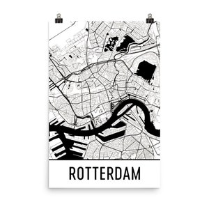 Kaart van Rotterdam, Rotterdam Art, Rotterdam Print, Rotterdam Nederland Poster, Rotterdam kunst aan de muur, kaart van Rotterdam, Rotterdam-Poster, als cadeau