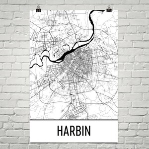 Harbin Karte Harbin Kunst Harbin Druck, Harbin China Poster, Harbin Wandkunst, chinesische Geschenke, Karte von China, chinesische Kunst, China Druck, China Art