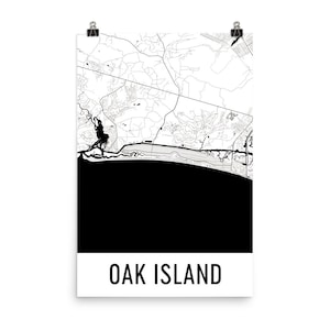 Eicheninsel Karte, Eicheninsel Kunstdruck, Oak Island NC Poster, Eicheninsel Wandkunst, Karte von Oak Island, Eicheninsel Geschenk, Dekor, Karte