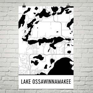 Lago Ossawinnamakee lago Ossawinnamakee MN, de Minnesota, Minnesota Decor, mapa de lago, Ossawinnamakee pesca, canotaje, vela, 10.000 lagos
