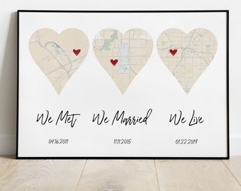 We Met, We Married, We Live, Family Dates, What A Difference A Day Makes, Best Days of Our Lives, Triptych, Where We Met Map, Date Sign