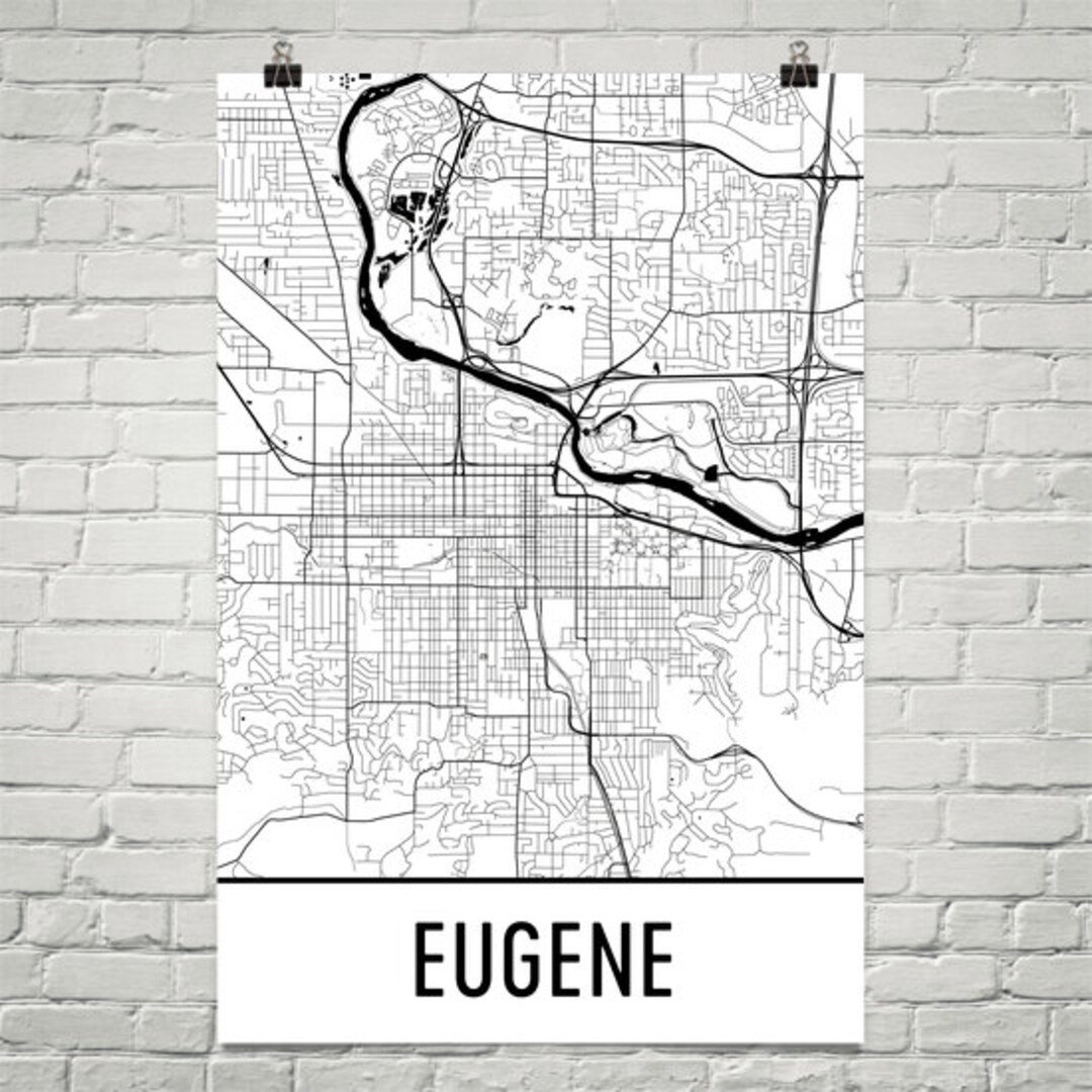 Eugene Map, Eugene Art, Eugene Print, Eugene OR Poster, Eugene Wall Art