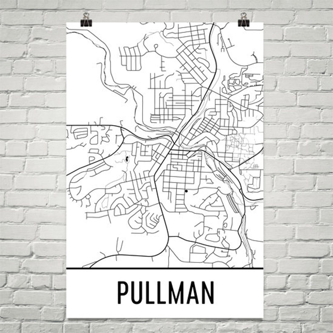 Pullman Map, Pullman Art, Pullman Print, Pullman WA Poster, Pullman