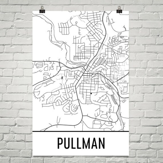 Pullman Art Pullman Map Art Pullman Map Pullman Decor Pullman Gift Pullman WA Poster Pullman Wall Art Pullman Print Modern Art Print