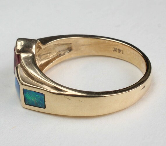Opal Inlay Inlaid Ring Garnet Rhodolite Australia… - image 7