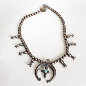 Squash Blossom Necklace Navajo Vintage Sterling Turquoise