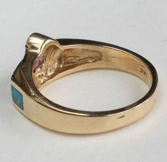 Opal Inlay Inlaid Ring Garnet Rhodolite Australia… - image 6
