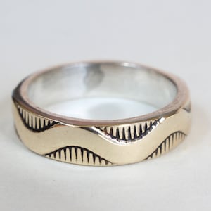 14k Gold Sterling Silver Ring Band Wedding Engagement Promise M M Rogers Ring Size 4.5US