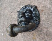Period Door Knocker, Antique Door Furniture, Cast Iron Victorian Lion Doorbell, Large Door Rapper,Antique Front Door Hardware,