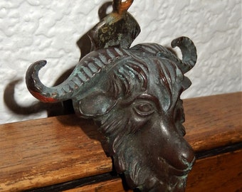 Horned Ram Knocker, Antique Door Rapper, Gothic Revival. Goat, Diablos Devil, Period Door, Street Furniture, Hand Rapper, Bronzed Ram Face,