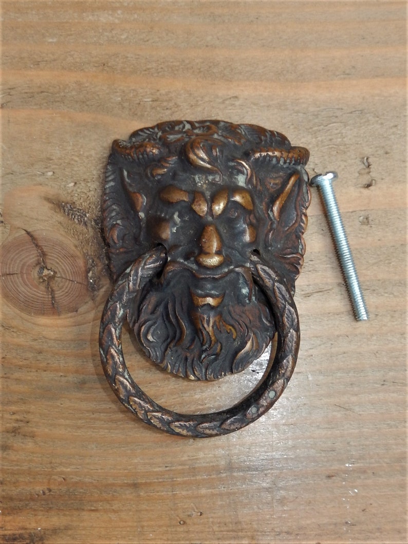Brass Metal Door Knocker Antique Design Ram Head Gate Handle