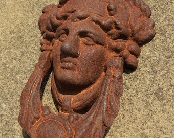 Antique Door Knocker. Sulis Minerva  Roman Goddess, Georgian Victorian, Period Front Door, Sulis Celtic Cult, Front Door Rapper, Occult