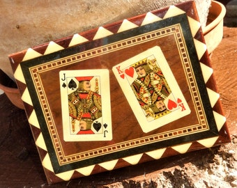 King of Hearts Wooden Card Box, Handmade Playing Cards Storage, Jewellery Box, Glossy Box, Games Box, Card Games, Treasure Box