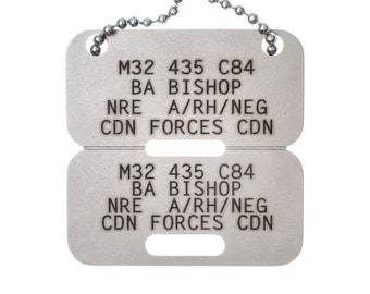 Canadian Army Dogtag Identity Disc Laser Engraved