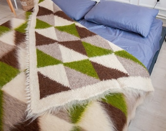 Wool Colored Coverlet Wool blanket King Coverlet Wool Throw Blanket Queen Coverlet Hand Woven Blanket Sofa Cover Bedroom Decor King Size Rug