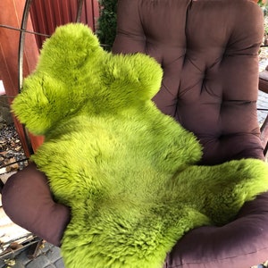 Real Icelandic GREEN SHEEPSKIN  BIG Rug  Scandinavian Decor Sofa Sheepskin throw Chair Cover Natural Sheep Skin Rugs Eco-100% Soft & Thick