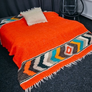 Scandinavian Wool throw wool blanket in different colors Rainbow blanket home decor California blanket Natural wool Handwoven wool throw