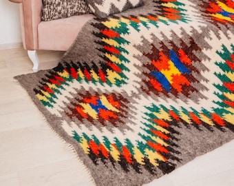 100% Wool Throw Blanket Queen Warm Bed Sofa Coverlet Decorative Plaid For Living Room Scandinavian Mid century blanket weighted bed scarf