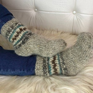 Hand knitted wool socks//Extra Thick//Large Sizes//Pure Organic wool socks//Bed socks//Organic wool//Therapeutical//Christmas wool gifts