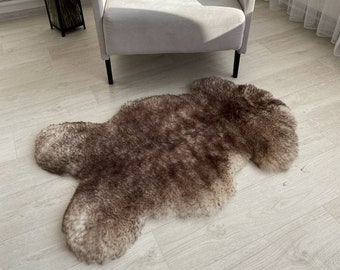 Natural big rug made of  sheepskin, Warm soft rug, Exclusive rug, Yeti Sheepskin Rug, Genuine leather, Fluffy cape Sheep, Warm decor