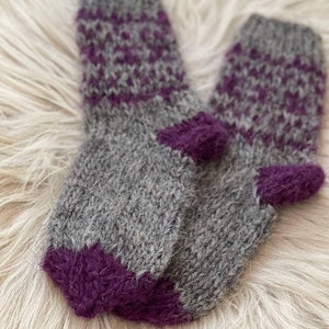 100% Sheep wool socks handmade//Extra Thick//Large Sizes//plum wool socks//Bed wool socks Organic wool//Therapeutic//Christmas gift