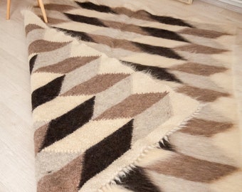 Gewebter skandinavischer handgefertigter Teppich Gewichtete Teppiche für Wohnzimmer Moderner Teppich der Mitte des Jahrhunderts 100% Wolle Berberteppich Bodenteppiche Schwerer Kilim